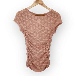 Free People Lace Blouse in Dusty Pink